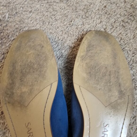 Franco Sarto Leather A FALLON Suede Slip On Flats Size 9 M Blue Square Toe Bone - Picture 10 of 10